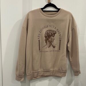 Beige Graphic Sweatshirt with Classical Bust Print
